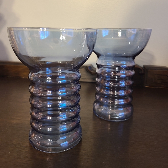 Dunbar Aramis 1930s Ringed 5" Tumbler Iridescent Glasses 11 oz - Picture 5 of 9